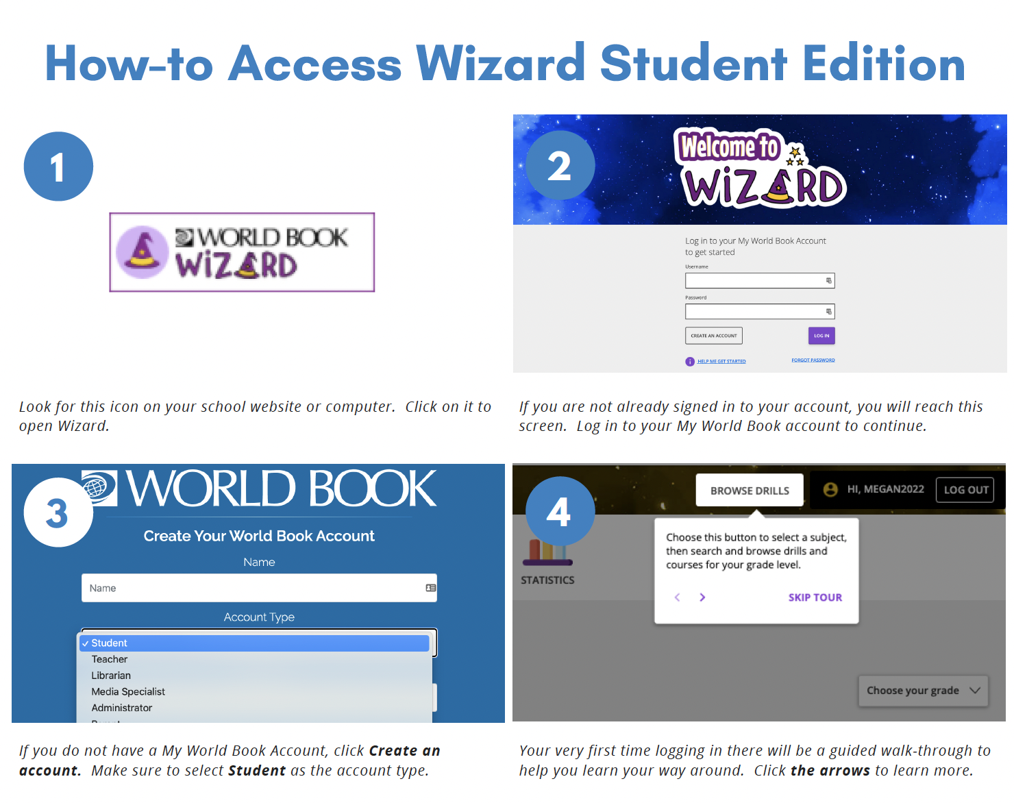 Use Wizard Student Account