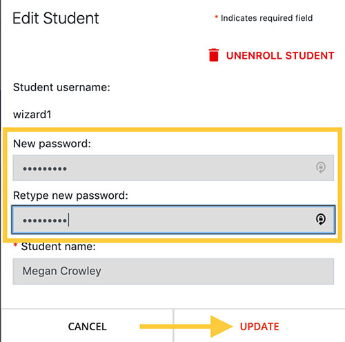 reset password example