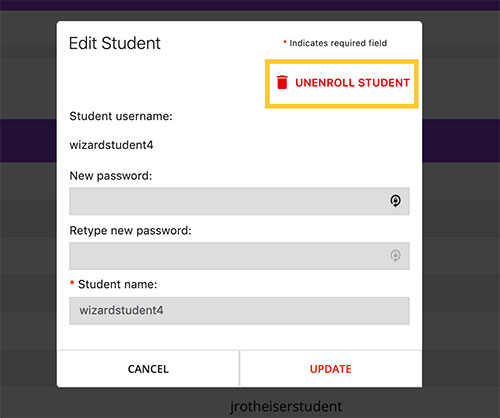 unenroll button